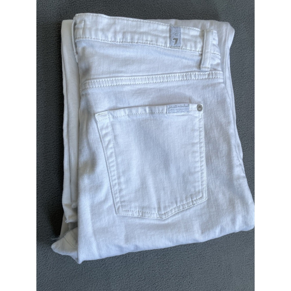 7 for All Mankind Women's‎ White Wide Leg Jeans Size 31x26 Raw Hem